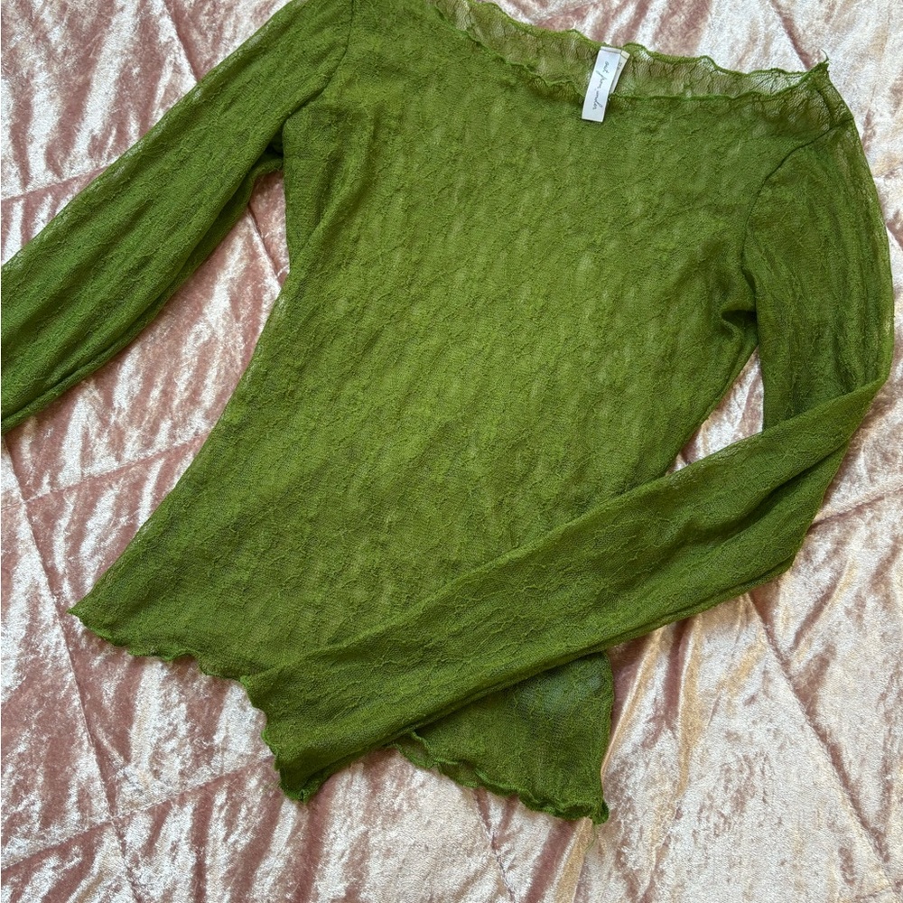 Urban Outfitters Green Lace Women Top